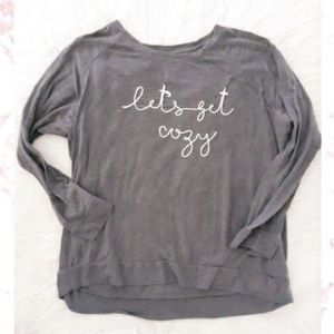 Secret Treasures | “Let’s get cozy” long sleeve tshirt | women size Medium
